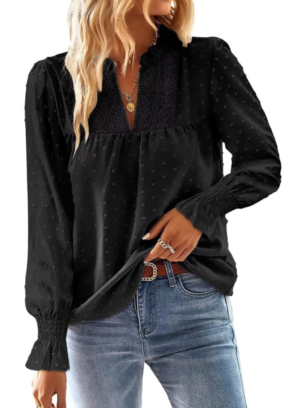 Boho Flowy Shirts Dressy Casual Long Sleeve Blouses
